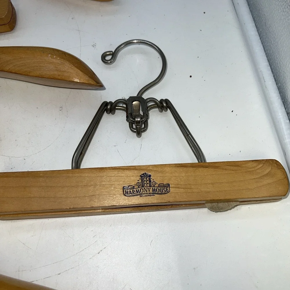 3 Harmony‎ House Vintage Wooden Suit And Pants Hangers And 1 Pants Only Hanger